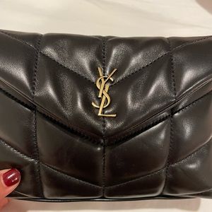YSL black toy puffer clutch gold hardware without black cardholder NWT new